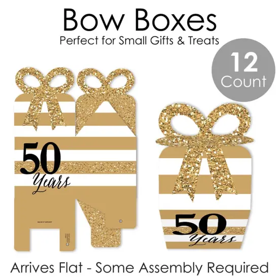Big Dot of Happiness We Still Do - 50th Wedding Anniversary - Square Favor Gift Boxes - Anniversary Party Bow Boxes - Set of 12 {7}