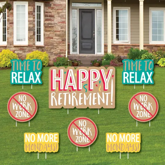 Big Dot of Happiness Retirement - Yard Sign and Outdoor Lawn Decorations - Retirement Party Yard Signs - Set of 8 {1}