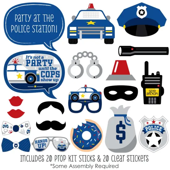 Big Dot of Happiness Calling All Units - Police - Cop Birthday Party or Baby Shower Photo Booth Props Kit - 20 Count {3}