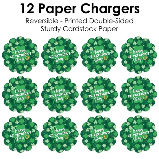 Big Dot of Happiness Shamrock St. Patrick's Day - Saint Paddy&rsquo;s Day Party Round Table Decorations - Paper Chargers - Place Setting For 12 {7}