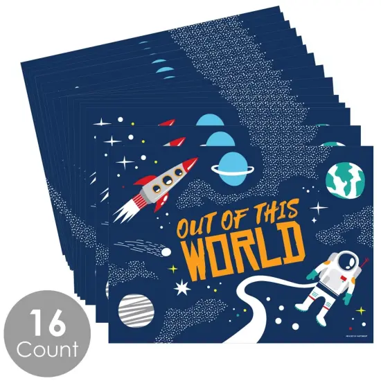 Big Dot of Happiness Blast Off to Outer Space - Party Table Decorations - Rocket Ship Baby Shower or Birthday Party Placemats - Set of 16 {4}