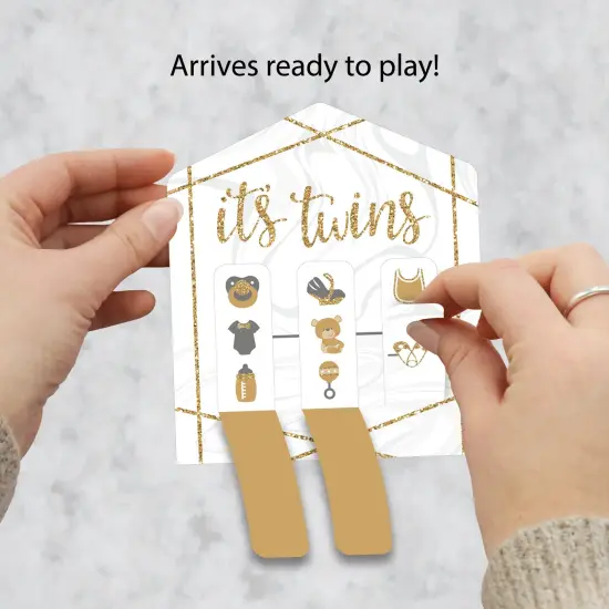Big Dot of Happiness It's Twins - Gold Twins Baby Shower Game Pickle Cards - Pull Tabs 3-in-a-Row - Set of 12 {3}