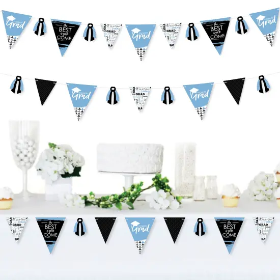 Big Dot of Happiness 30 Piece Light Blue Graduation Party Pennant Triangle Banner {3}