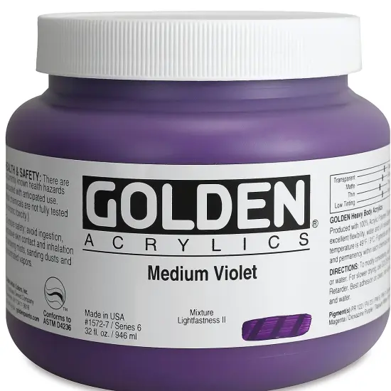 Golden Heavy Body Artist Acrylics - Medium Violet, 32 oz Jar {2}