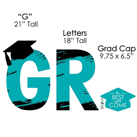 Big Dot of Happiness Teal Graduation Party Yard Signs - Outdoor Lawn Decorations - GRAD {7}