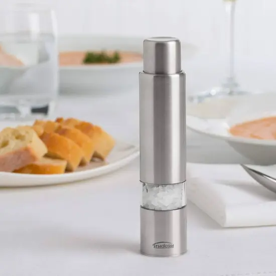 Trudeau Stainless Steel One Hand Thumb Salt Mill Grinder 6 inch {5}