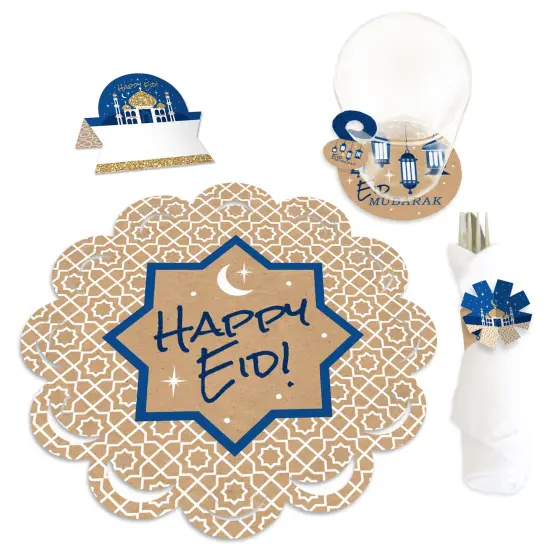 Big Dot of Happiness Ramadan - Eid Mubarak Party Paper Charger and Table Decorations - Happy Eid Chargerific Kit - Place Setting for 8 {1}