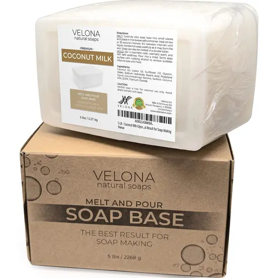 5 LB - Coconut Milk Glycerin Soap Base by Velona | SLS/SLES Free | Melt and Pour | Natural Bar for The Best Result for Soap Making&hellip; {5}