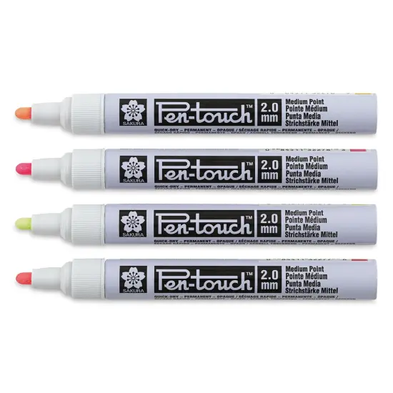 Sakura Pen-Touch Paint Markers - Fluorescent Colors, Medium Tip, Set of 4 {1}