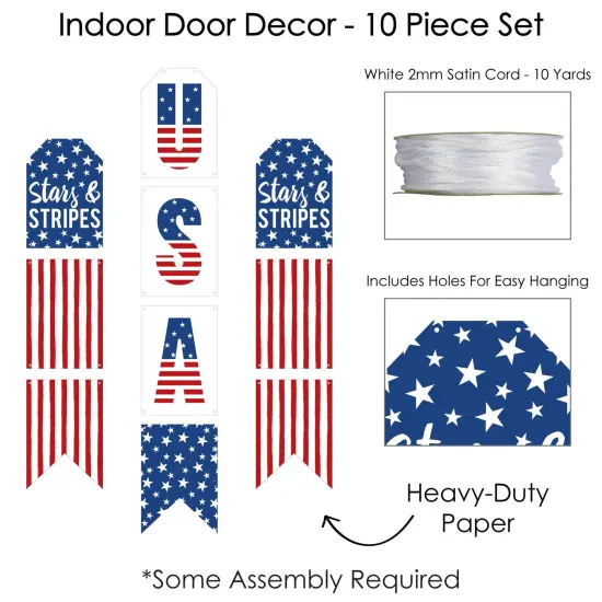 Big Dot of Happiness Stars & Stripes - Hanging Vertical Paper Door Banners - Memorial Day, 4th of July & Labor Day Wall Decor Kit - Indoor Door Decor {6}