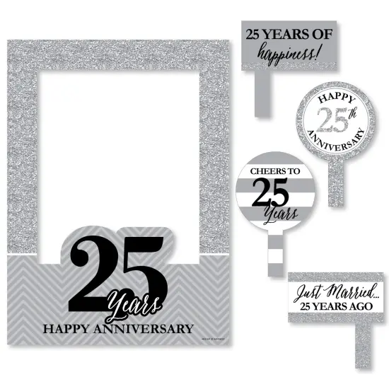 Big Dot of Happiness We Still Do - 25th Wedding Anniversary Selfie Photo Booth Picture Frame & Props - Printed on Sturdy Material {7}