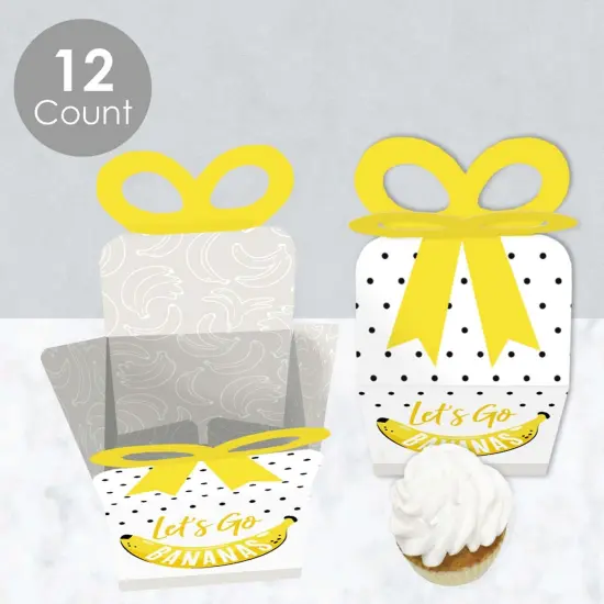 Big Dot of Happiness Let's Go Bananas - Square Favor Gift Boxes - Tropical Party Bow Boxes - Set of 12 {4}