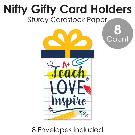 Big Dot of Happiness Back to School - First Day of School Classroom Money and Gift Card Sleeves - Nifty Gifty Card Holders - Set of 8 {6}
