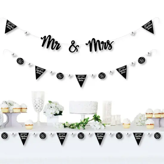 Big Dot of Happiness Mr. and Mrs. - Black & White Wedding or Bridal Shower Letter Banner Decoration - 36 Banner Cutouts & Mr. and Mrs. Banner Letters {3}