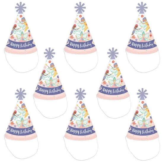 Big Dot of Happiness Let&rsquo;s Be Fairies - Cone Happy Birthday Party Hats for Kids and Adults - Set of 8 (Standard Size) {7}