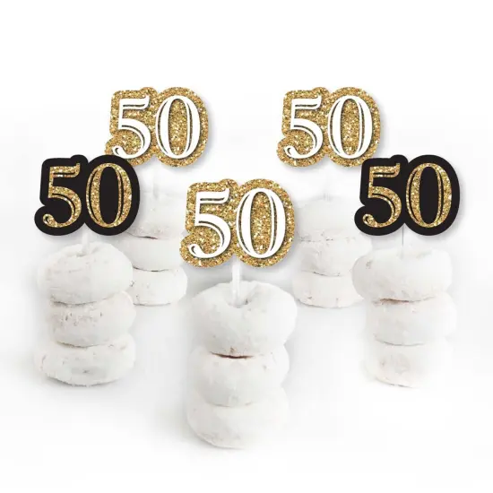 Big Dot of Happiness Adult 50th Birthday - Gold - Dessert Cupcake Toppers - Birthday Party Clear Treat Picks - Set of 24 {3}