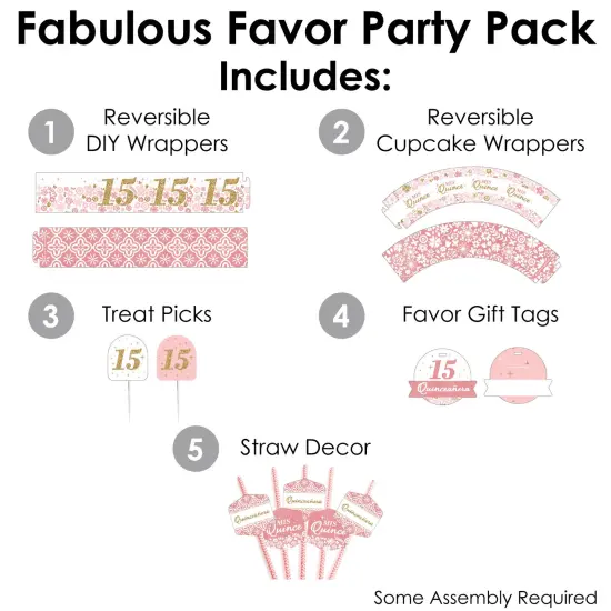 Big Dot of Happiness Mis Quince Anos - Quinceanera Sweet 15 Birthday Party Favors and Cupcake Kit - Fabulous Favor Party Pack - 100 Pieces {3}