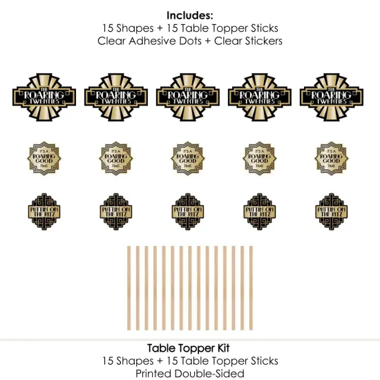 Big Dot of Happiness Roaring 20's - 1920s Art Deco Jazz Party Centerpiece Sticks - Table Toppers - Set of 15 {7}