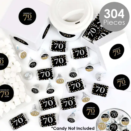 Big Dot of Happiness Adult 70th Birthday - Gold - Birthday Party Candy Favor Sticker Kit - 304 Pieces {3}