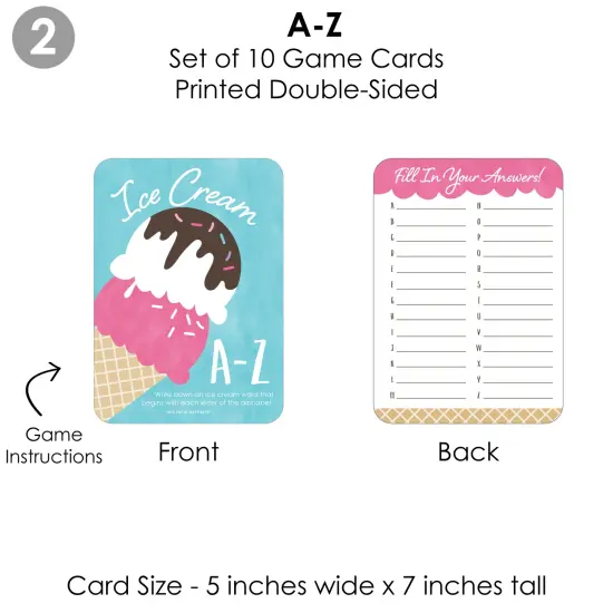 Big Dot of Happiness Scoop Up The Fun - Ice Cream - 4 Sprinkles Party Games - 10 Cards Each - Gamerific Bundle {7}