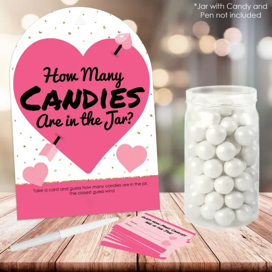 Big Dot of Happiness Be My Galentine - How Many Candies Galentine's & Valentine's Day Party Game - 1 Stand and 40 Cards - Candy Guessing Game {3}