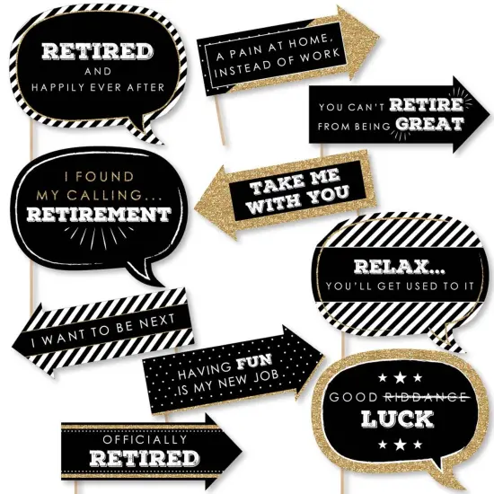 Big Dot of Happiness Funny Happy Retirement - Retirement Party Photo Booth Props Kit - 10 Piece {1}