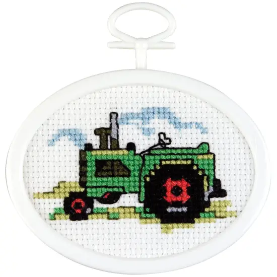Janlynn Mini Counted Cross Stitch Kit 2.75" Oval-Tractor {2}