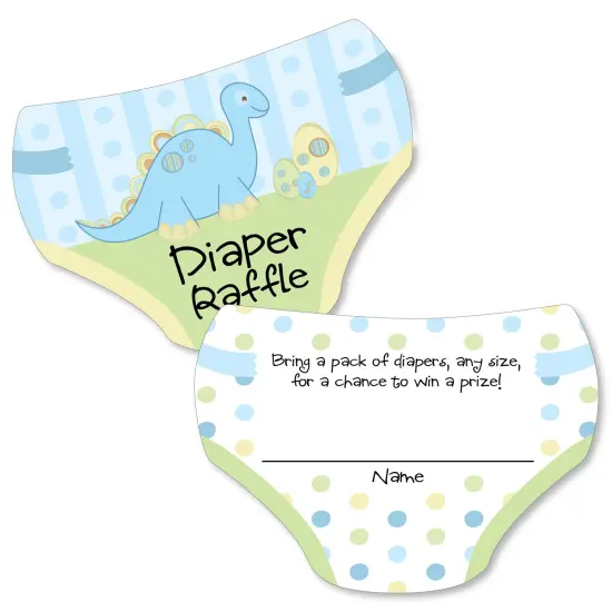 Big Dot of Happiness Baby Boy Dinosaur - Diaper Shaped Raffle Ticket Inserts - Baby Shower Activities - Diaper Raffle Game - Set of 24 {1}
