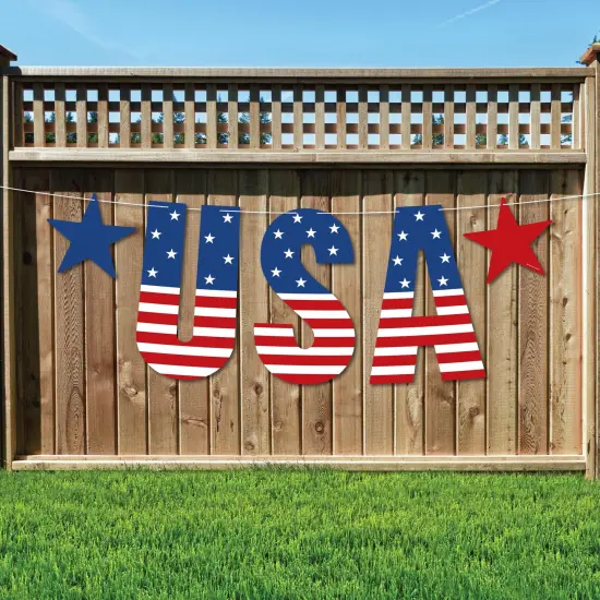Big Dot of Happiness Stars & Stripes - Large Memorial Day, 4th of July and Labor Day Patriotic Party Decorations - USA - Outdoor Letter Banner {1}