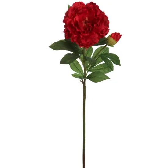 30" Vibrant Red Silk Peony Stem - Artificial Flower for Weddings and Decor {1}