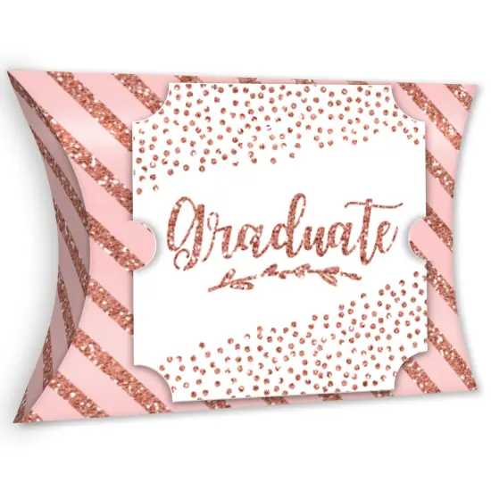 Big Dot of Happiness Rose Gold Grad - Favor Gift Boxes - Graduation Party Large Pillow Boxes - Set of 12 {1}