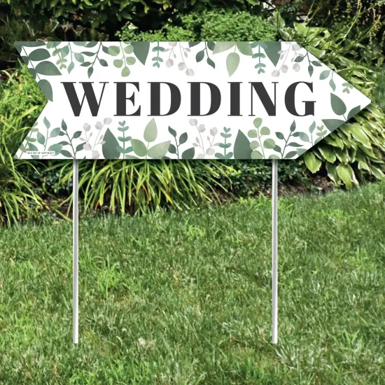 Big Dot of Happiness Boho Botanical Wedding Reception Signs - Greenery Wedding Sign Arrow - Double Sided Directional Yard Signs - Set of 2 Signs {3}