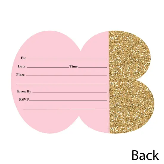 Big Dot of Happiness Chic 80th Birthday - Pink, Black and Gold - Shaped Fill-in Invites - Birthday Party Invitation Cards with Envelopes - Set of 12 {6}