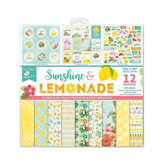 Little Birdie Cardstock Pack 12"X12" 12/Pkg-Sunshine & Lemonade {2}