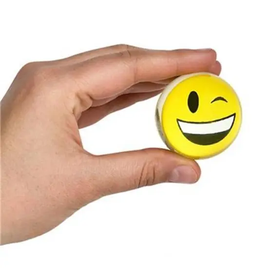 Big Mo's Toys 12 Pack 1.80" Emoticon Smile Face Emoticon Double Sided Translucent Super Hi Bounce Balls - Fun Gift Party {4}