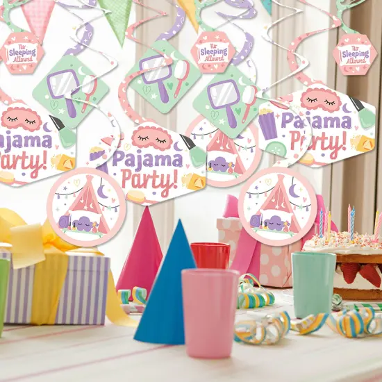 Big Dot of Happiness Pajama Slumber Party - Girls Sleepover Birthday Party Hanging Decor - Party Decoration Swirls - Set of 40 {3}
