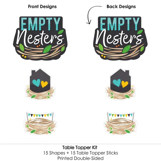 Big Dot of Happiness Empty Nesters - Empty Nest Party Centerpiece Sticks - Table Toppers - Set of 15 {6}