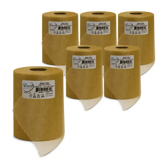 Premium Shiny Tulle Spool of 6-inch X 100 Yards Light Gold {1}