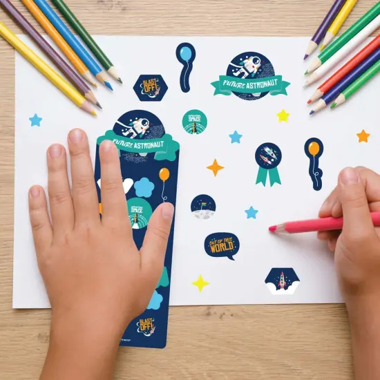 Big Dot of Happiness Blast Off to Outer Space - Rocket Ship Birthday Party Favor Kids Stickers - 16 Sheets - 256 Stickers {7}