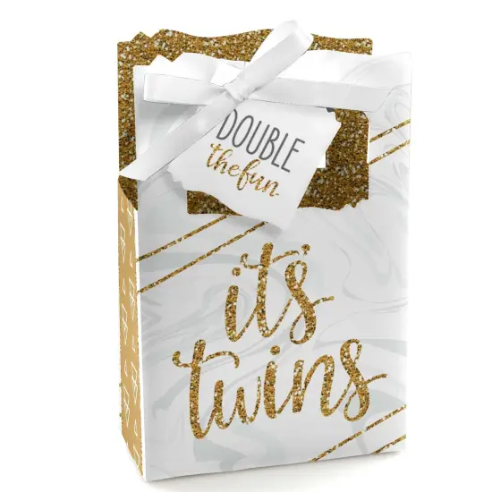 Big Dot of Happiness It's Twins - Gold Twins Baby Shower Favor Boxes - Set of 12 {1}