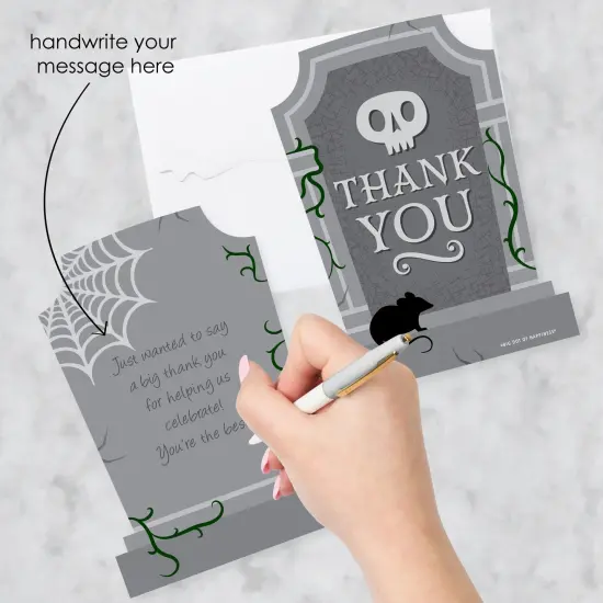 Big Dot of Happiness Creepy Cemetery - Shaped Thank You Cards - Spooky Halloween Tombstone Party Thank You Note Cards with Envelopes - Set of 12 {3}