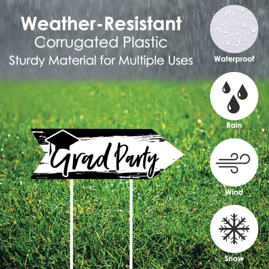Big Dot of Happiness Arrow Black and White Graduation Party Direction Signs - Double Sided Outdoor Yard Signs - Set of 6 {4}