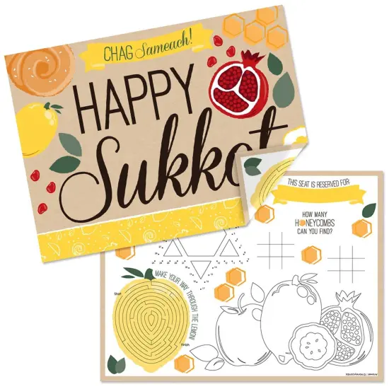 Big Dot of Happiness Sukkot - Paper Sukkah Coloring Sheets - Activity Placemats - Set of 16 {1}