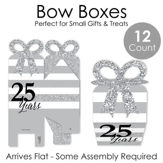 Big Dot of Happiness We Still Do - 25th Wedding Anniversary - Square Favor Gift Boxes - Anniversary Party Bow Boxes - Set of 12 {7}