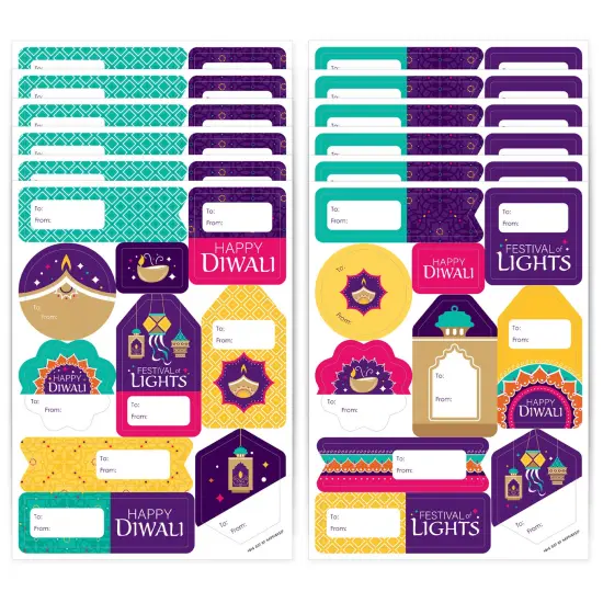 Big Dot of Happiness Happy Diwali - Assorted Festival of Lights Party Gift Tag Labels - To and From Stickers - 12 Sheets - 120 Stickers {1}