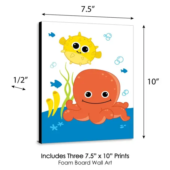 Big Dot of Happiness Under the Sea Critters - Nursery Wall Art and Kids Room Decorations - Christmas Gift Ideas - 7.5 x 10 inches - Set of 3 Prints {6}