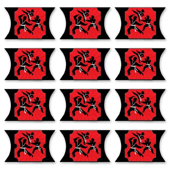 Big Dot of Happiness Karate Master - Favor Gift Boxes - Martial Arts Birthday Party Large Pillow Boxes - Set of 12 {6}