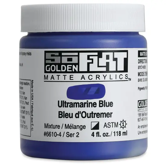 Golden SoFlat Matte Acrylic Paint - Ultramarine Blue, 118 ml, Jar {1}
