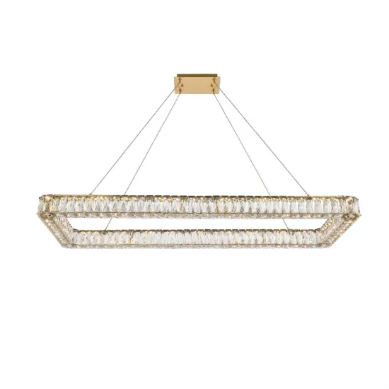 Monroe 50 inch LED Single rectangle pendant in gold {1}