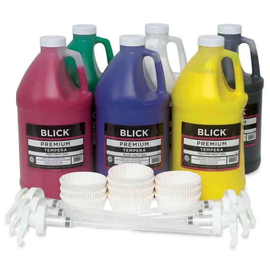 Blick Premium Grade Tempera - Set of 6, Basic Color Pump Kit, Half Gallons {1}
